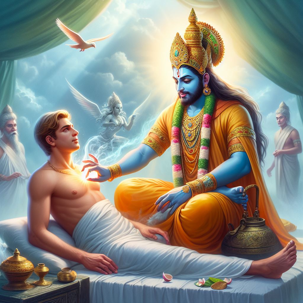 Seeking solace in the healing energy of Dhanvantari.