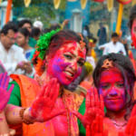 Holi, people of all ages come together to drench each other in vibrant hues of powdered colors and water.